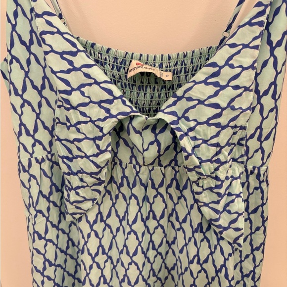 Vineyard Vines Lattice Print Tie Front Maxi Dress Crystal Blue Size 10 - Picture 3 of 13